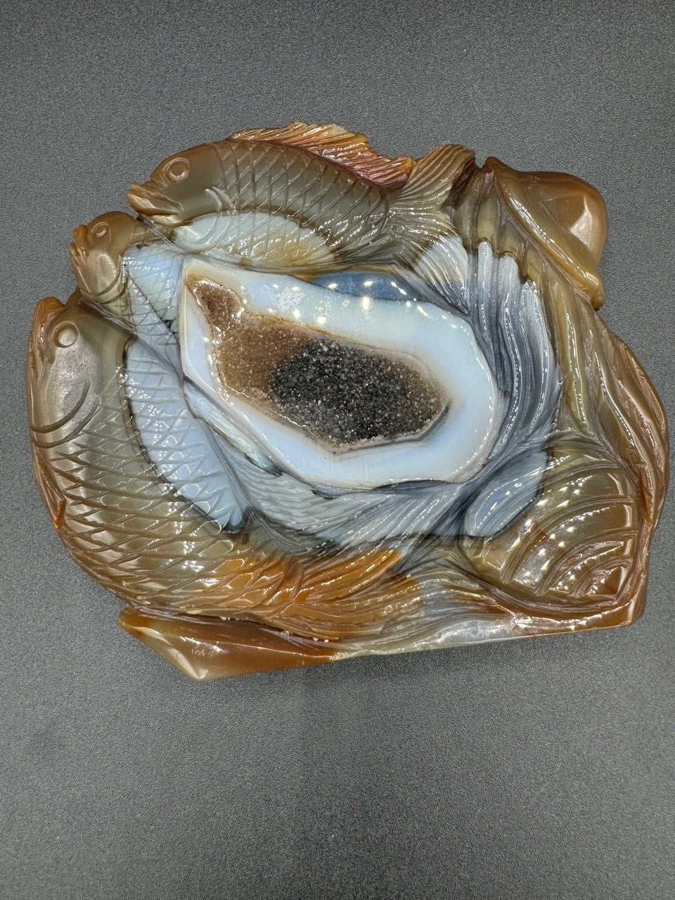 Agate Fish Carving - 823g