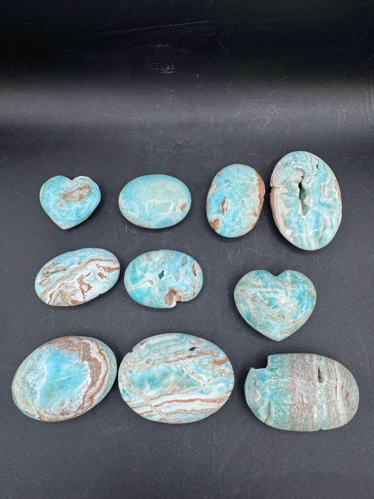 Blue Aragonite Palm Stones - Sold By Piece