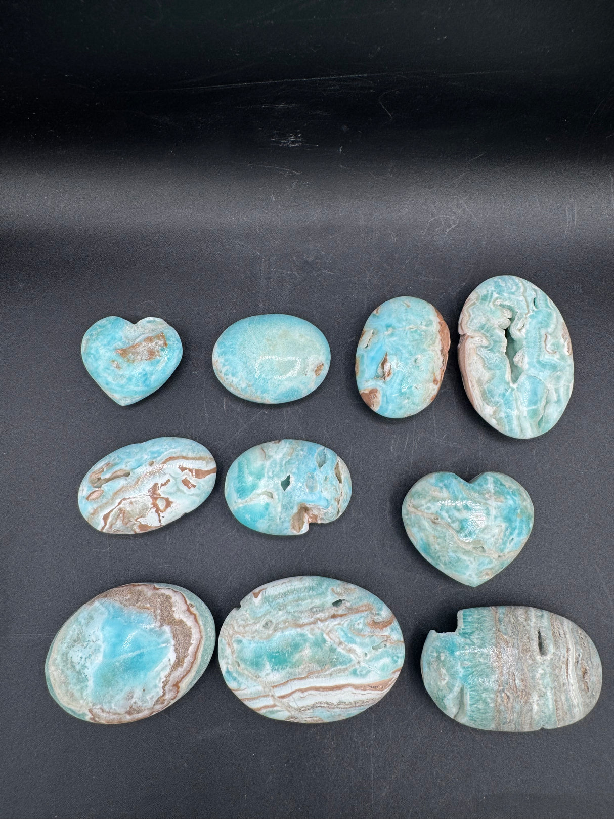 Blue Aragonite Palm Stones - Sold By Piece