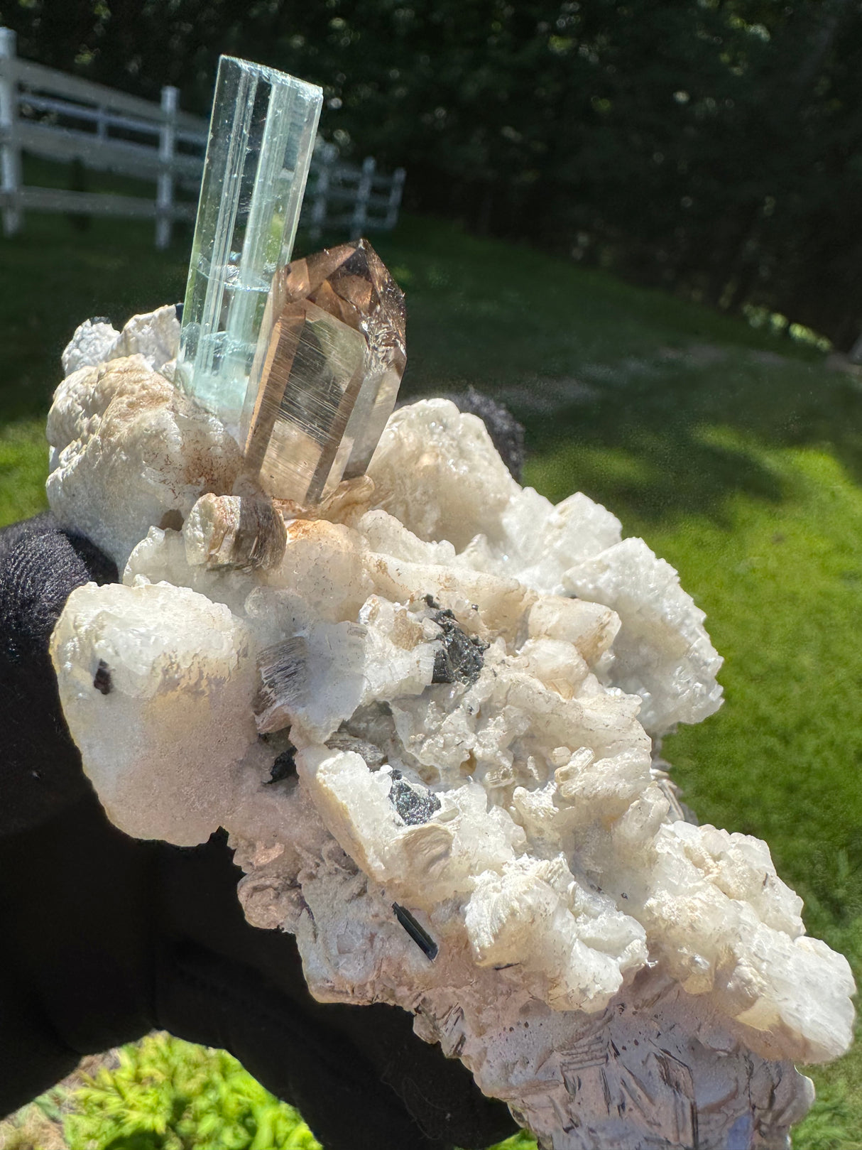Aquamarine and Rare Japani Quartz- 303g