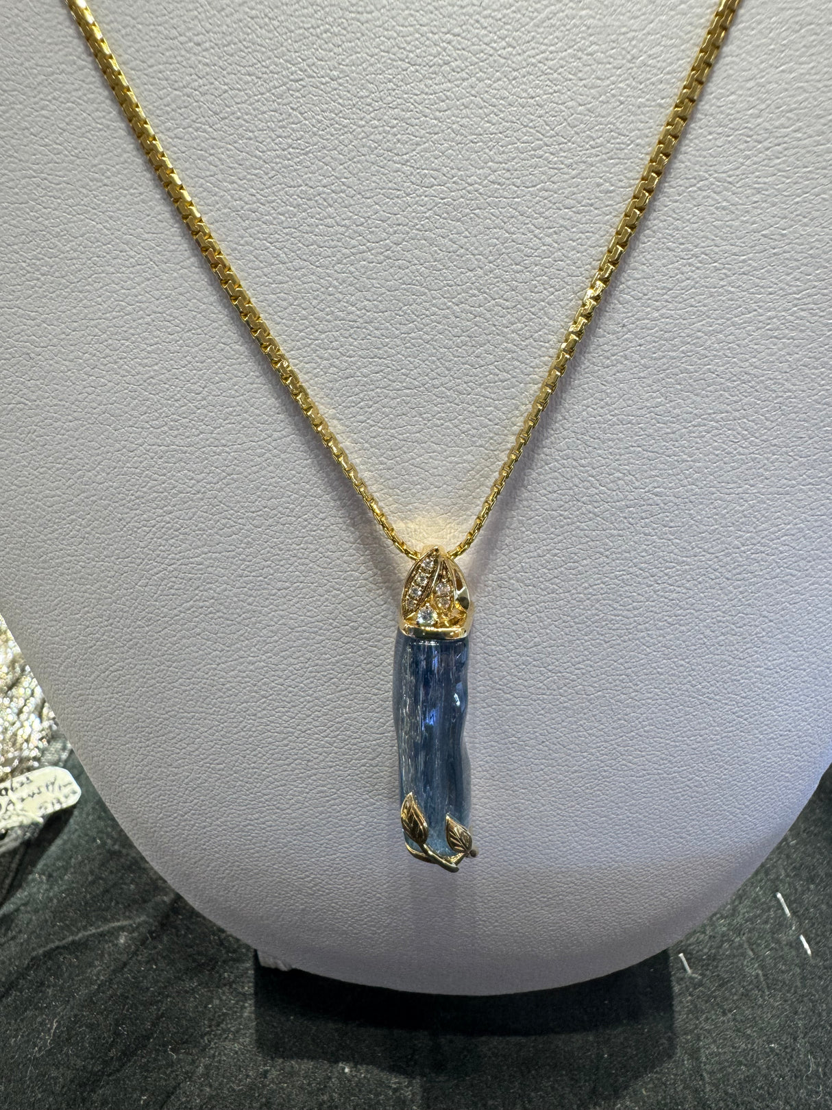 Aquamarine and Diamond Pendant in 14k