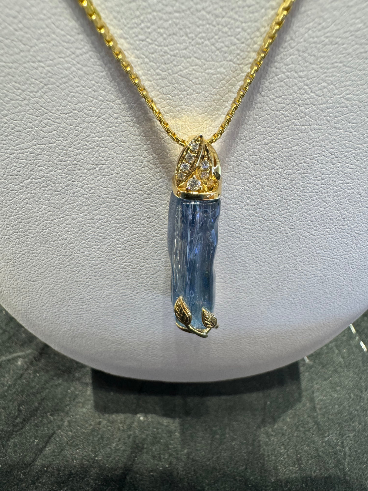 Aquamarine and Diamond Pendant in 14k