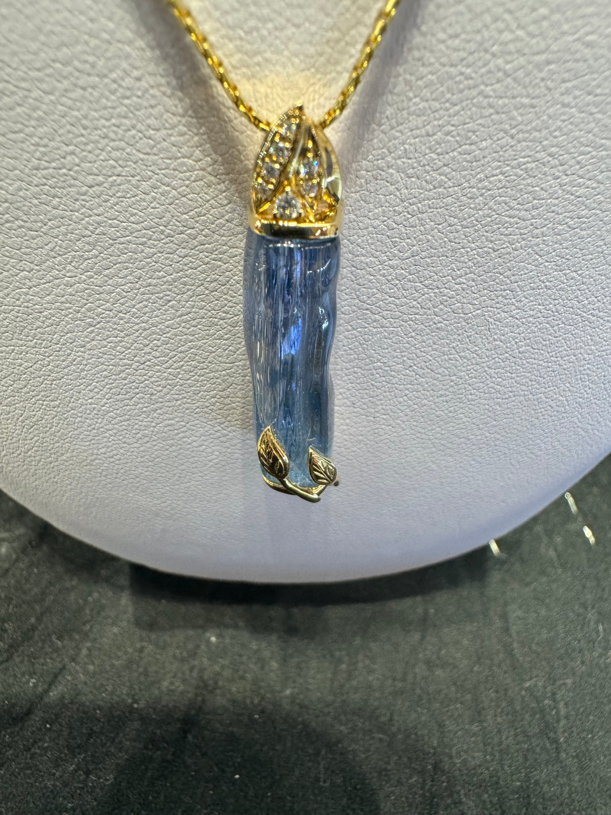 Aquamarine and Diamond Pendant in 14k