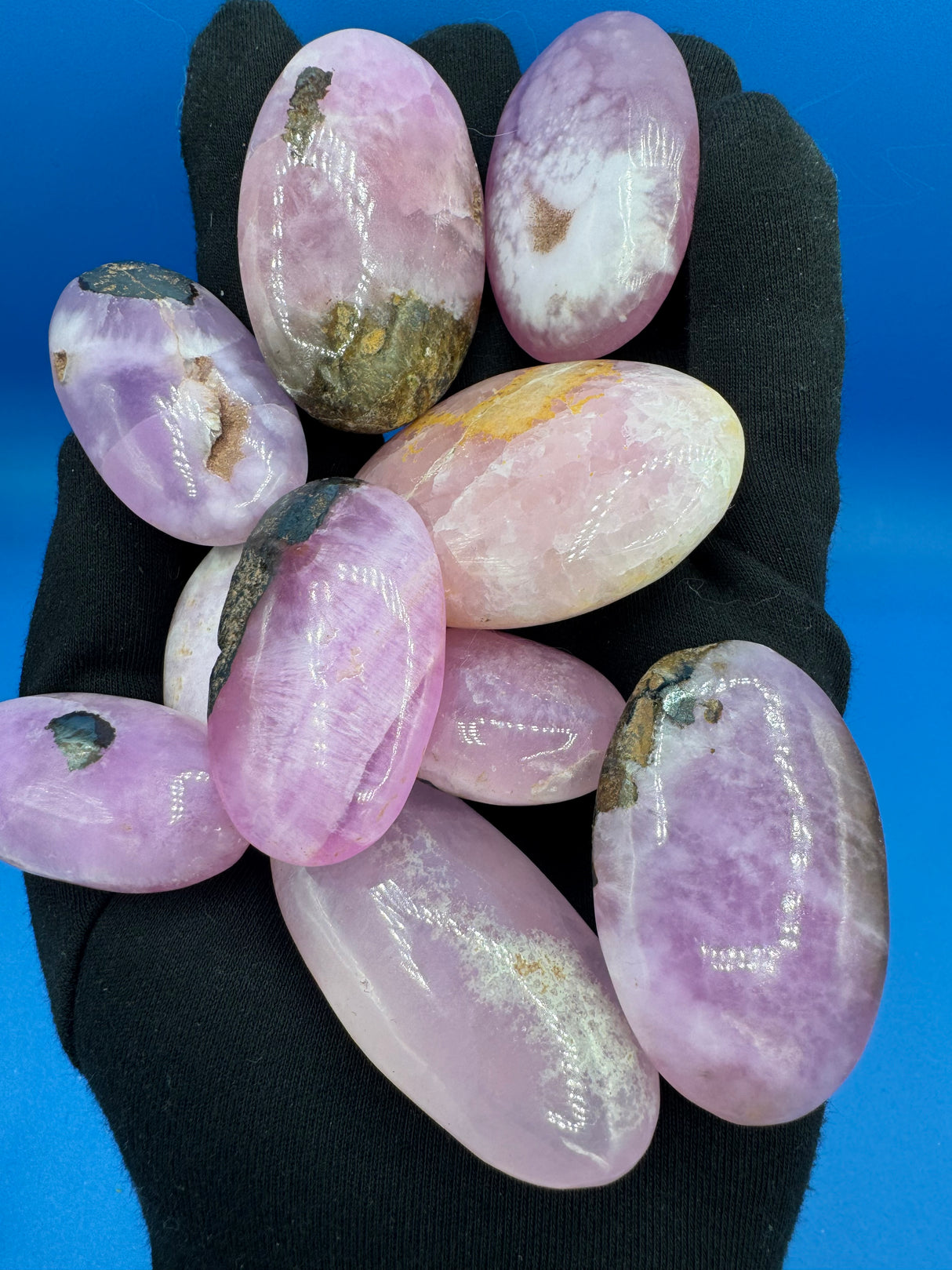 Pink Aragonite Palm Stone - Sold Individually