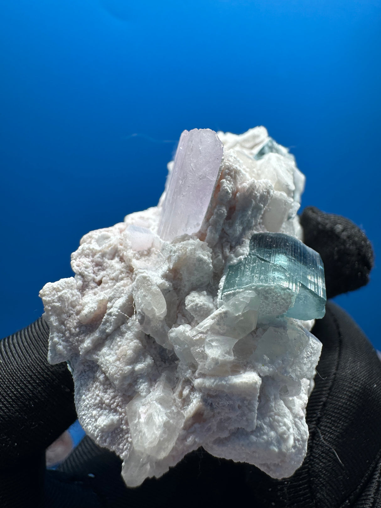 Kunzite and Tourmaline Specimen - 132g