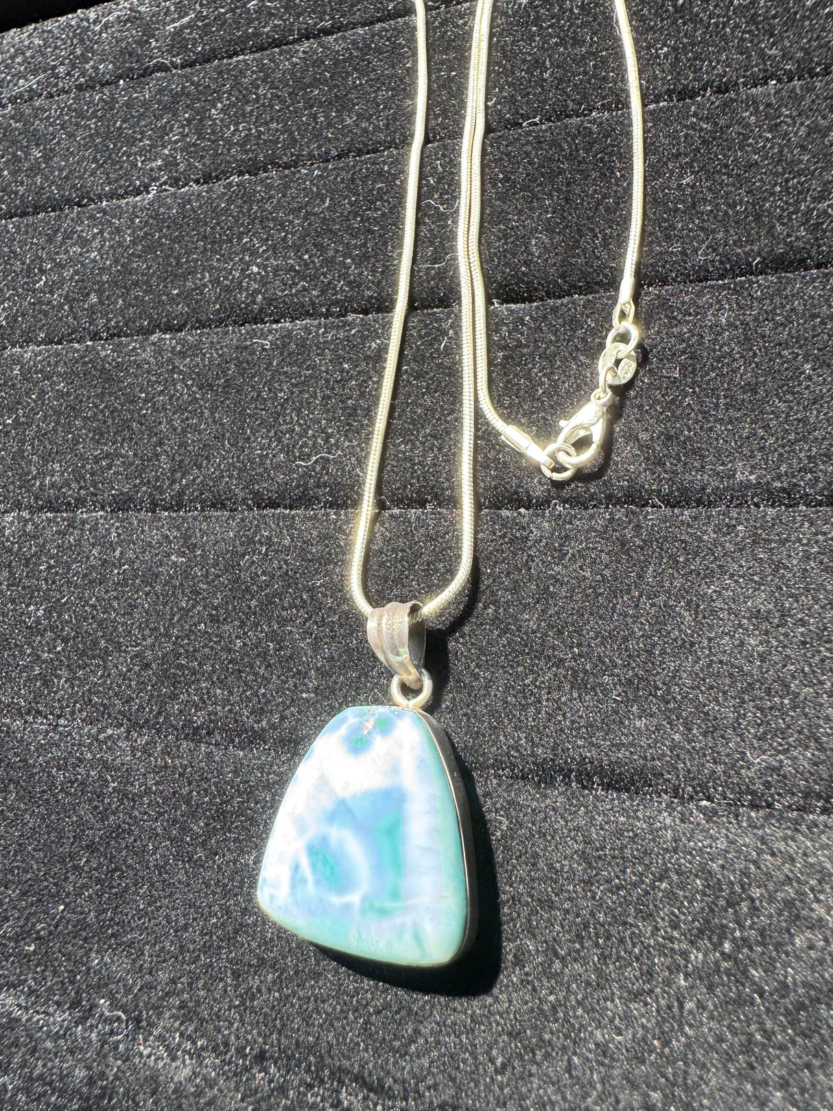 Larimar Silver Pendant Neckalce - 25g