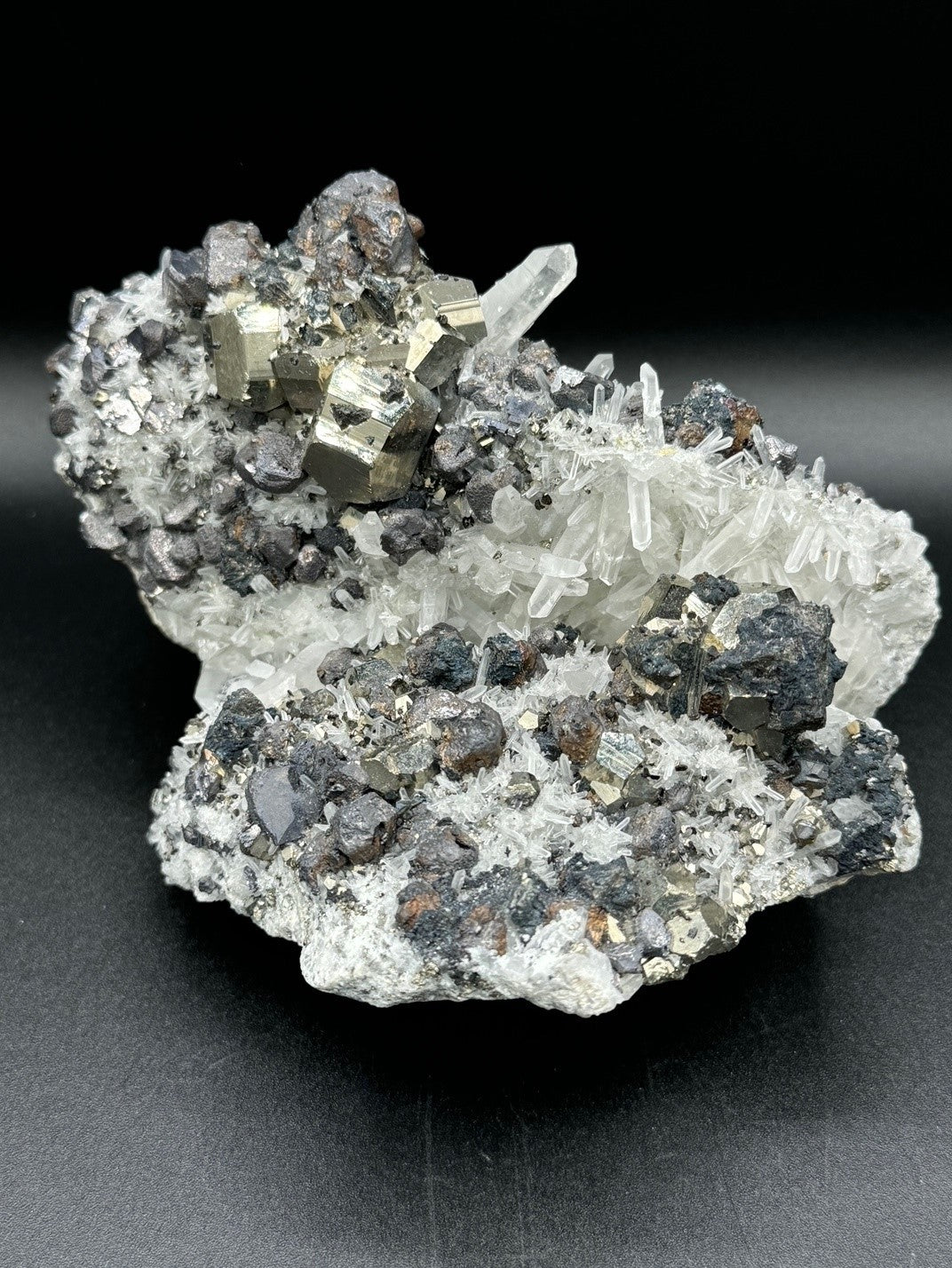 Pyrite and Quartz Cluster - 2404g
