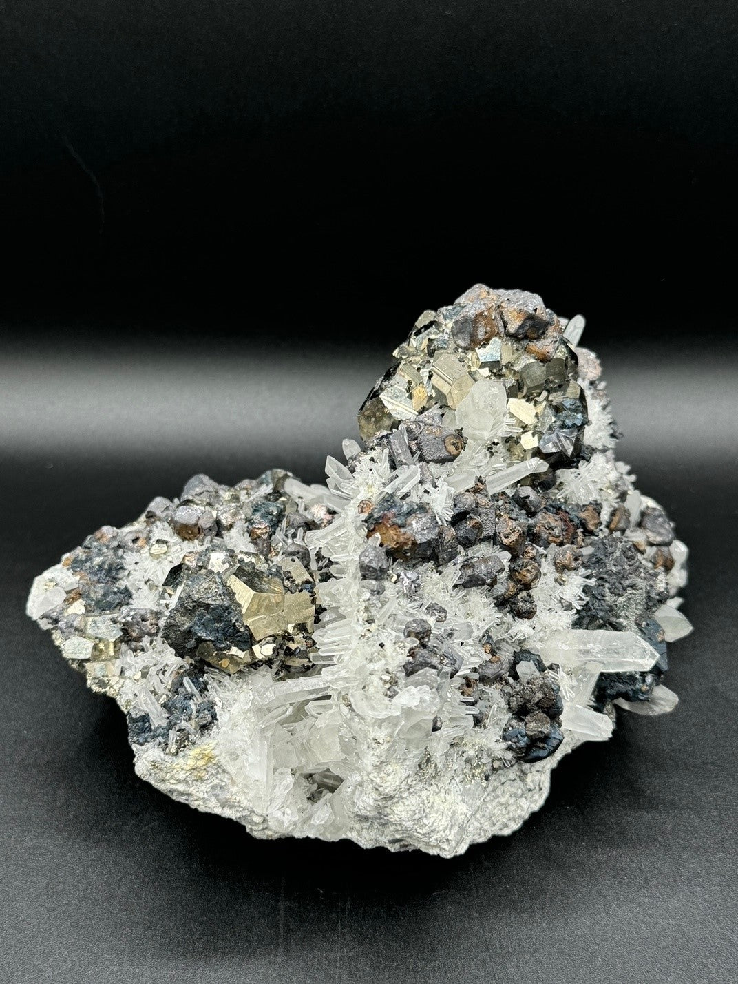 Pyrite and Quartz Cluster - 2404g