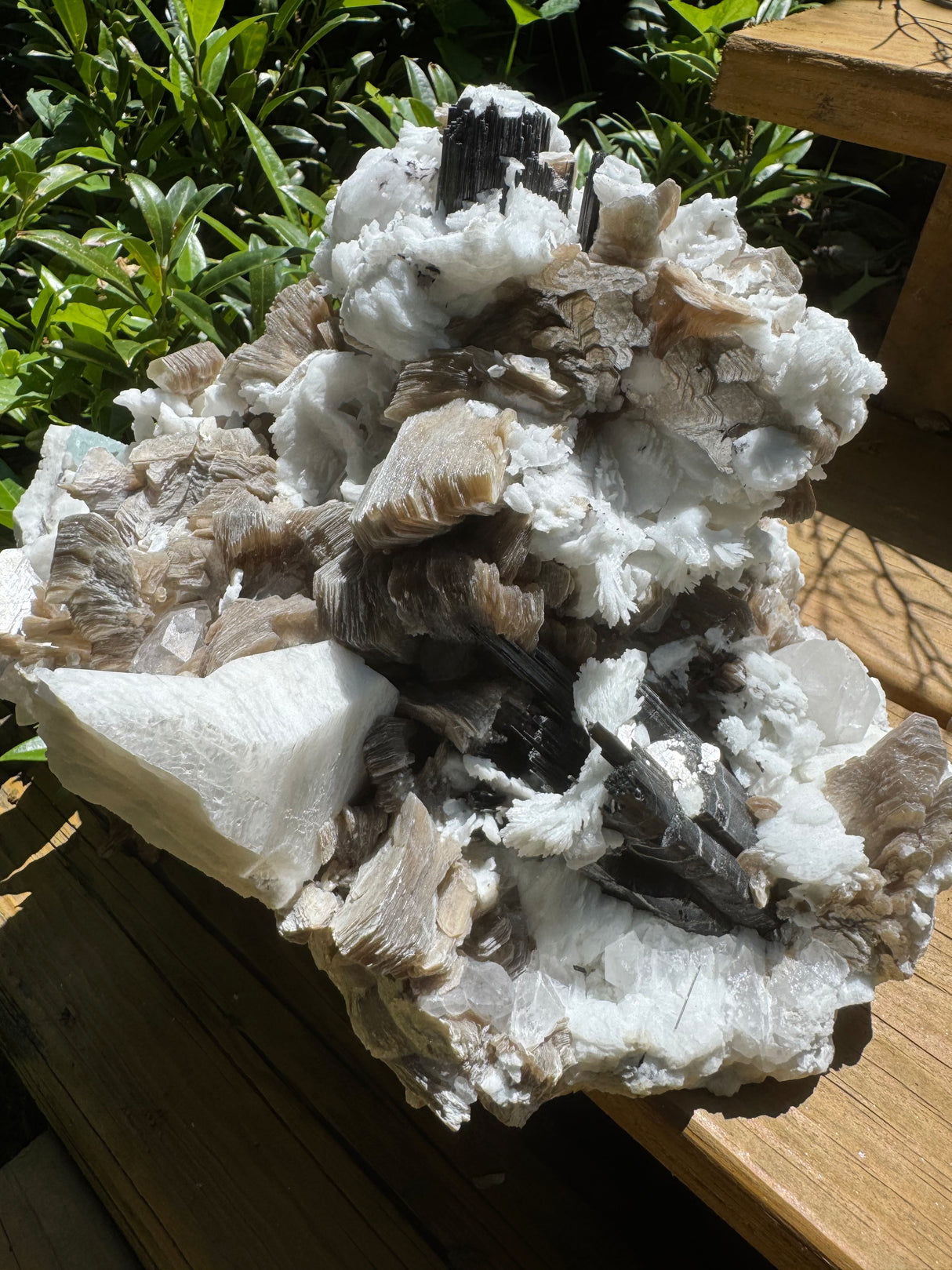 Black Tourmaline & Aquamarine/Quartz Combo Specimen - 14.96lb