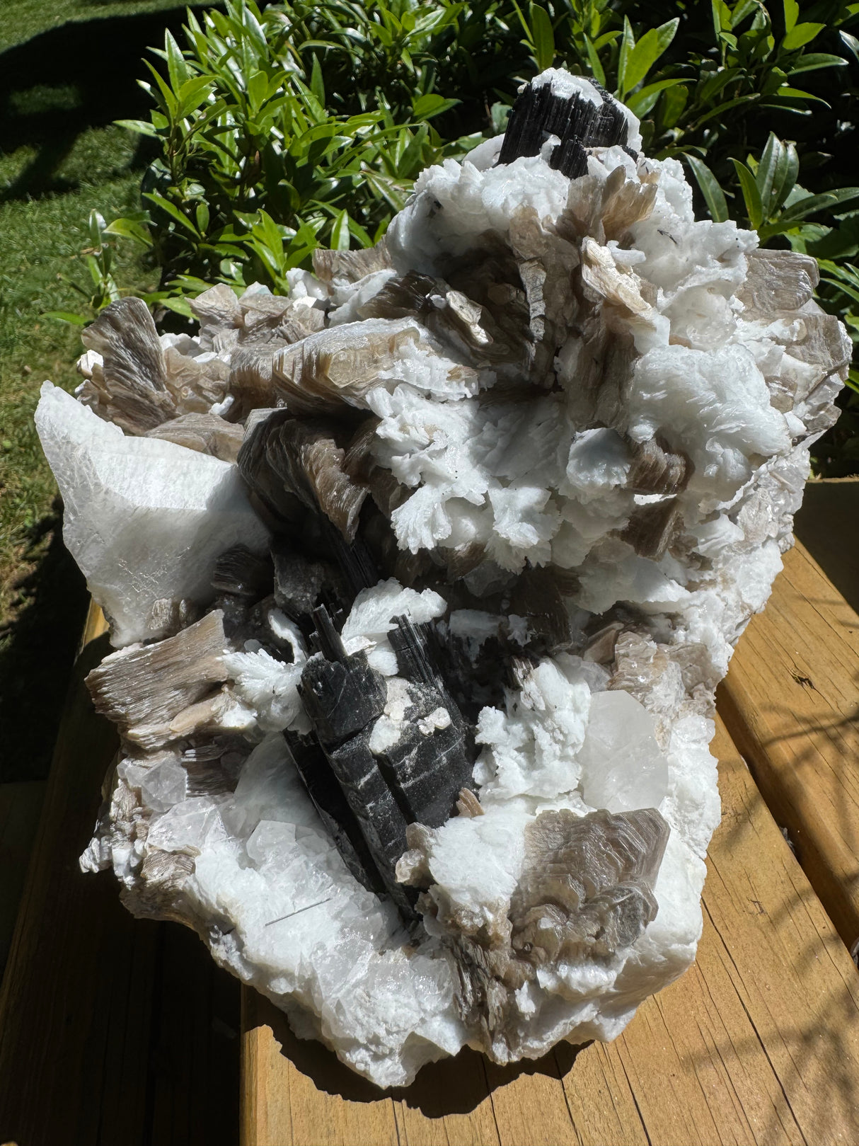 Black Tourmaline & Aquamarine/Quartz Combo Specimen - 14.96lb
