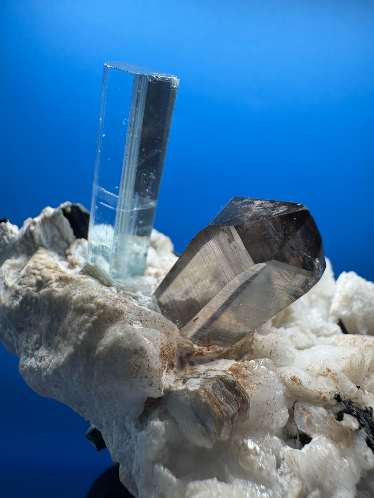 Aquamarine and Smoky Topaz Specimen - 303g