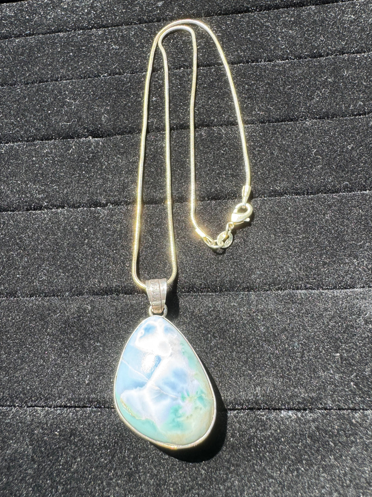 Larimar Silver Pendant Neckalce - 25g