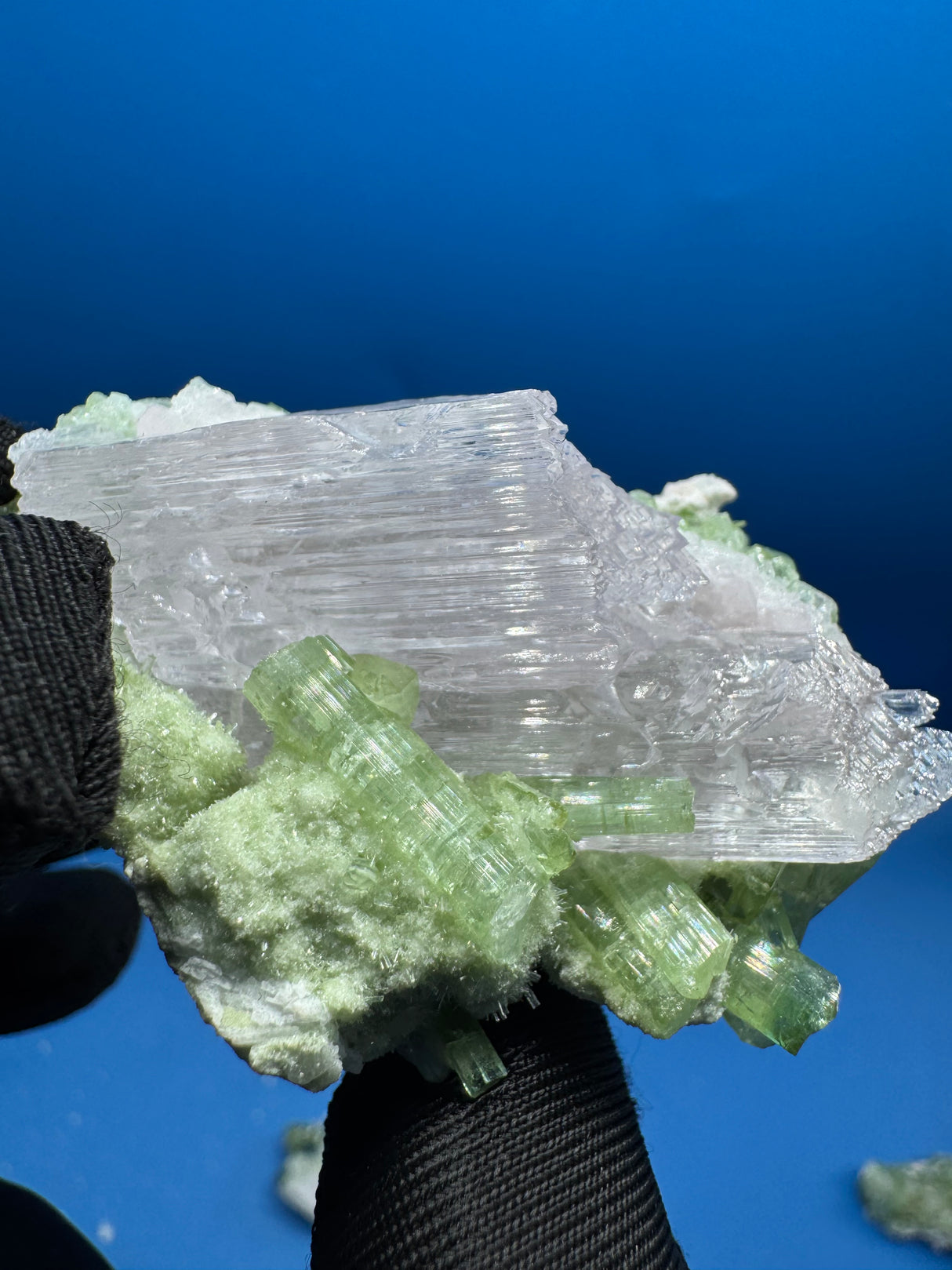 Kunzite and Green Tourmaline Specimen - 64g