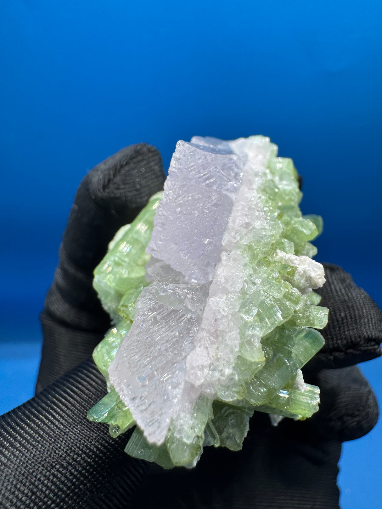Kunzite and Green Tourmaline Specimen - 64g